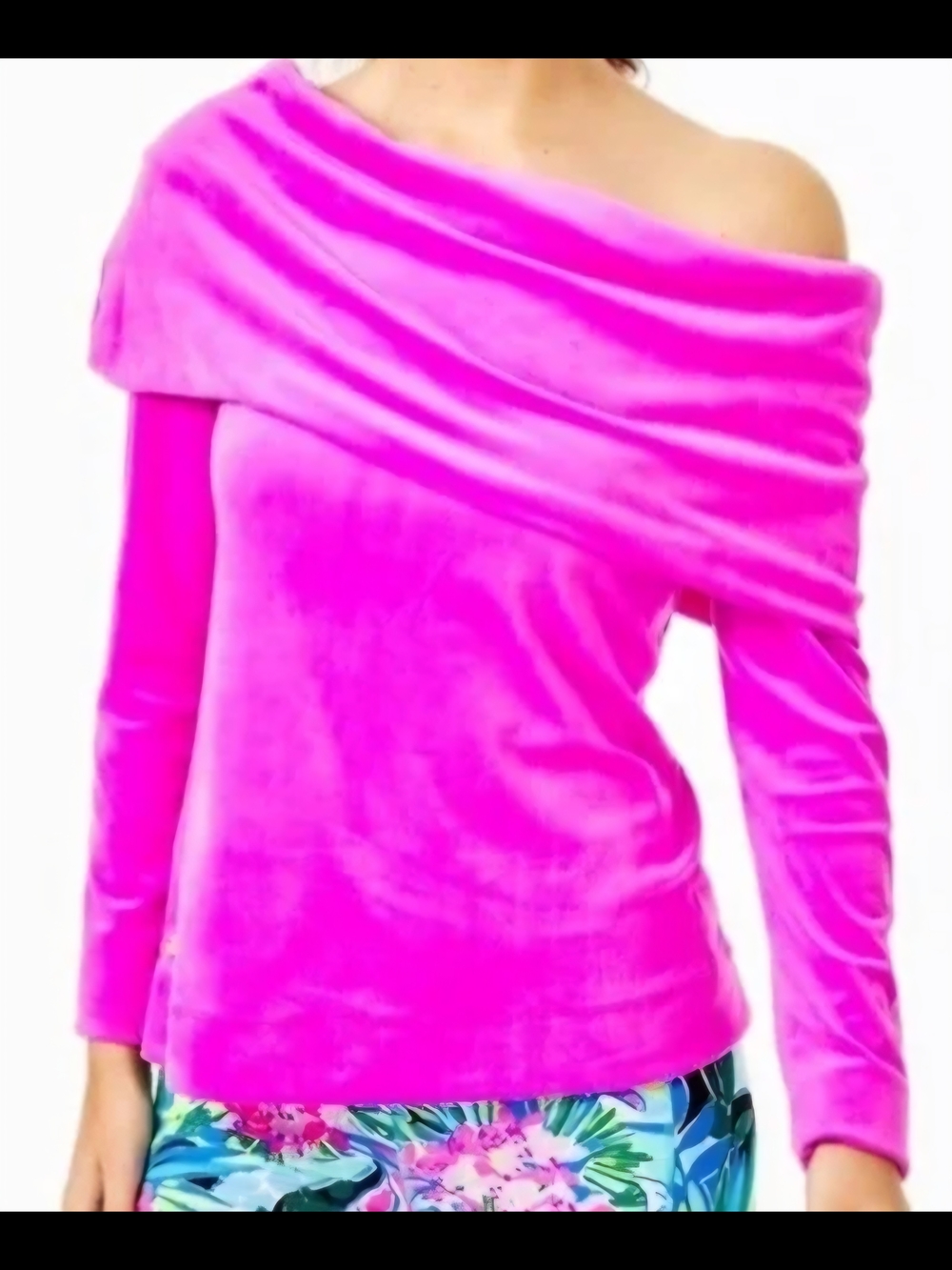Lilly Pulitzer Elderberry Belinda Off-the-Shoulder Velour Athlesier Gem!